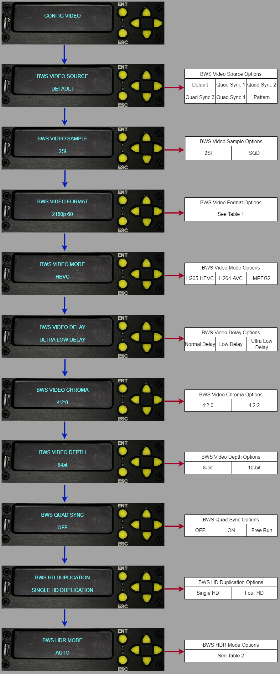 B110 Video Menus